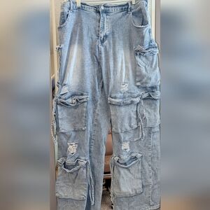 Ryehack Women’s Baggy Jeans Y2k Cargo Jeans Casual